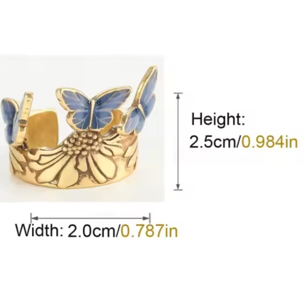 Celestial Blue Butterfly Eternal Antique Brass Masterpiece Ring - Picture 8 of 8